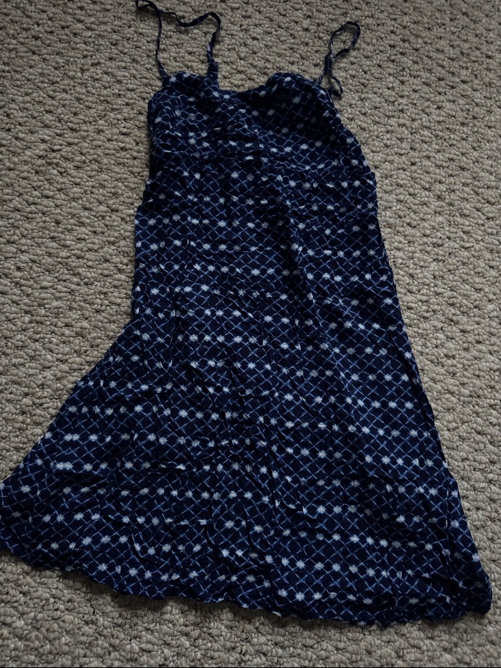 Navy Blue Patterned Satin Slip Dress - Women’s Sleepwear